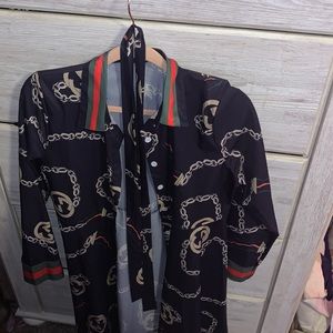 Nave blues GG with chain style dress